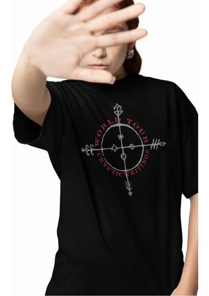 Unisex Cryptic Writings World Tour Sırt Baskılı Tişört, Oversize Megadeth Temalı T-Shirt fiyatları