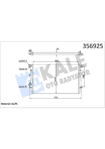 Motor Radyatoru (Mekanık - 648X460) Caddy Passat Golf Jetta Octavıa Touran Altea Superb 2,0tdı Cfhc