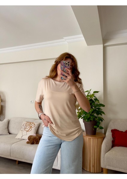 Ekru Lazer Kesim Modal Tişört fiyatları