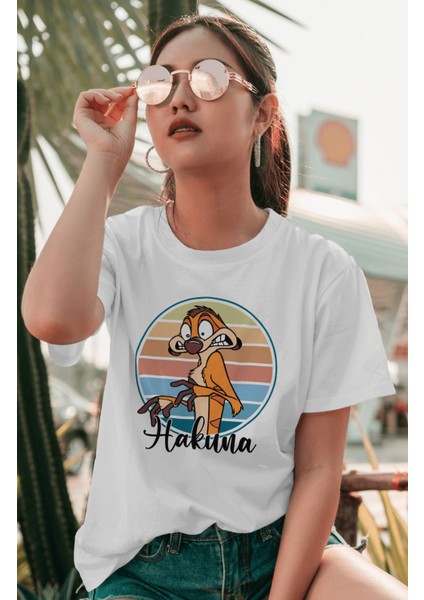 Unisex Hakuna Yazılı Tişört, Oversize Çizgi Film Aslan Kral Temalı T-Shirt modelleri