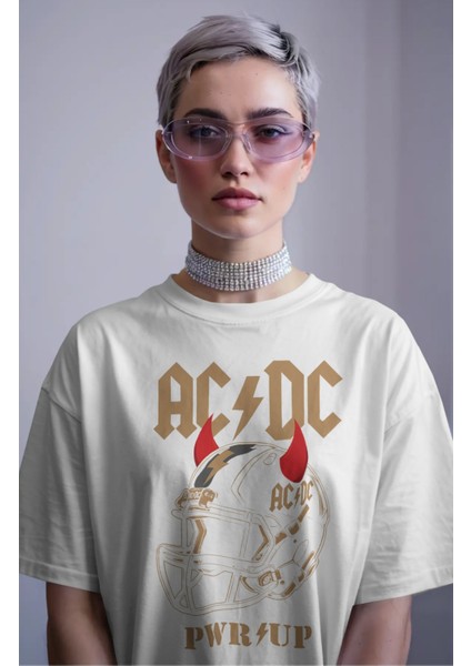 Unisex Are You Pwr Up Ac-Dc Sırt Baskılı Tişört, Oversize Rock Band Temalı T-Shirt fiyatları