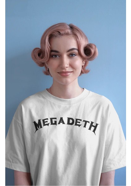 Unisex Kuru Kafalı Megadeth Sırt Baskılı Tişört, Oversize Rock Band Temalı T-Shirt fiyatları