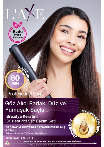 Laxe Yağlı Saçlar Için Brezilya Keratini Düzleştirici Saç Bakım Seti