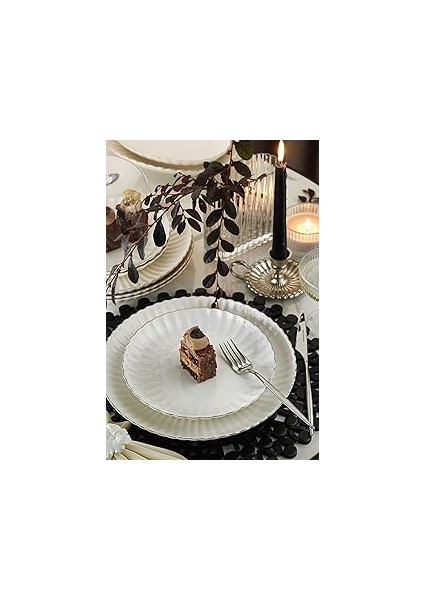 Porselen Bone Luz Form 24 Parça 6 Kişilik Yemek Takımı Platin