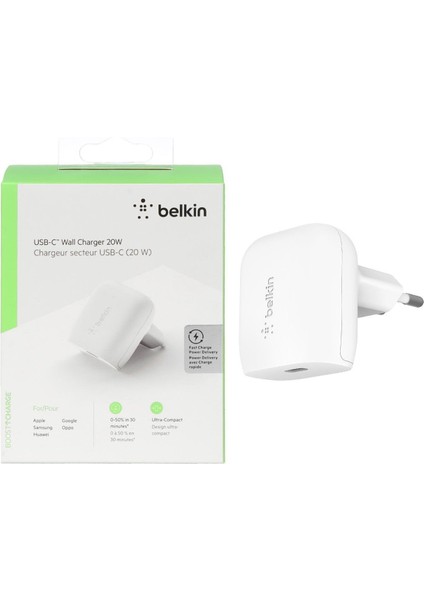 WCA003VF04-APL Boost↑charge Pro 20 W Usb-C Duvar Şarj Aygıtı + 1,2 M Usb-C – Lightning Kablosu