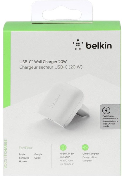 WCA003VF04-APL Boost↑charge Pro 20 W Usb-C Duvar Şarj Aygıtı + 1,2 M Usb-C – Lightning Kablosu