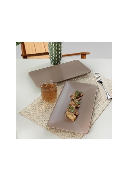 Keramika Mat Toprak Taupe Siera Kayık Tabak 33 cm 2 Adet 977