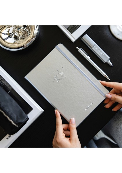 A5 Bullet Journal Noktalı Defter 140 Gr. 80 Yaprak Silver Glow