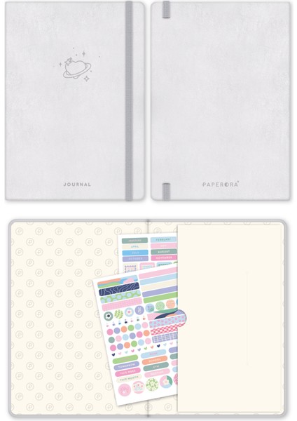 A5 Bullet Journal Noktalı Defter 140 Gr. 80 Yaprak Silver Glow