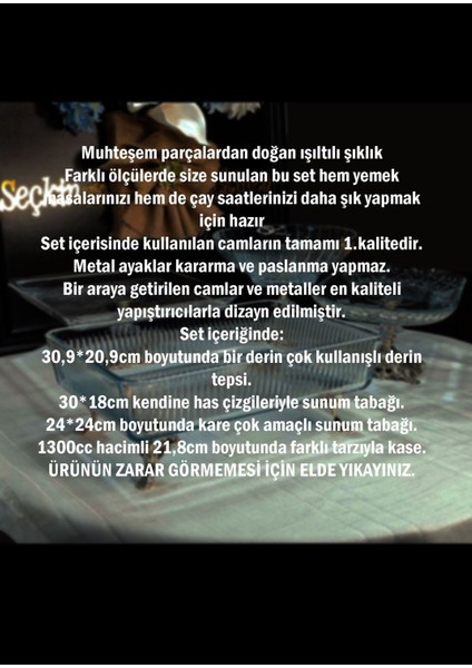 Seçkinev Eylül 4 Parça Gümüş Ayaklı Masa Sunum Seti