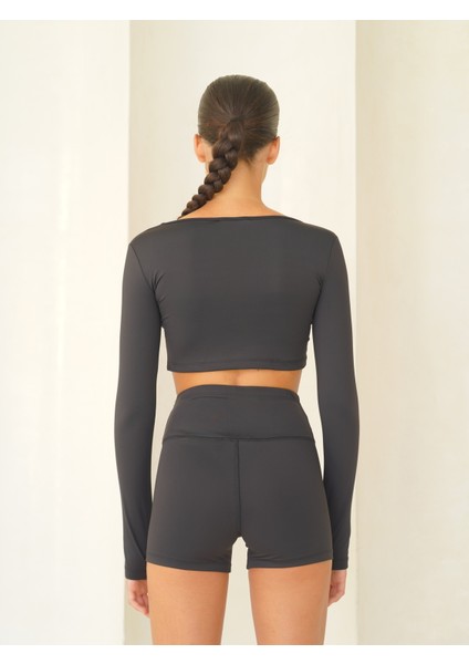 Samadhi Uzun Kollu Spor Siyah Crop indirimleri