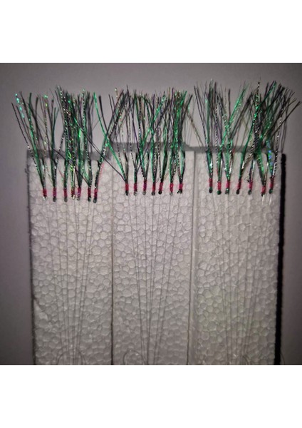 Çapari, İstavrit Çaparisi, 20x12 Beden, Ultraviyole Uv Neon Koyu Yeşil Sim, 11 No Beyaz 7 İğneli, 3lü Paket