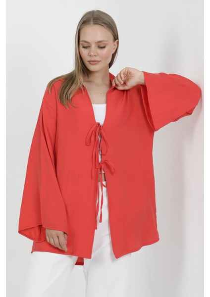 Doğal Viskon Kumaş Cepli Bağcıklı Kadın Kimono 1167 – Hafif, Dökümlü, Akışkan, Yazlık Model