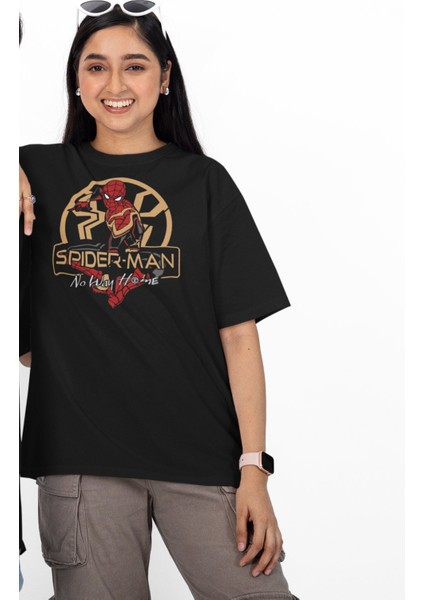 Unisex Süper Kahraman Örümcek Baskılı Tişört, Oversize No Way Home Yazılı T-Shirt fiyatları