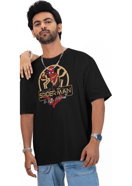 Unisex Süper Kahraman Örümcek Baskılı Tişört, Oversize No Way Home Yazılı T-Shirt modelleri