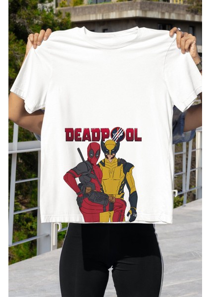 Unisex Deadpool Yazılı Tişört, Oversize Deadpool Wolverine Baskılı T-Shirt