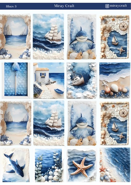 1 Adet Mavi Renk Temalı Sticker – 12X17 cm | Scrapbook, Bullet Journal, Planlayıcı ve Ajanda Için