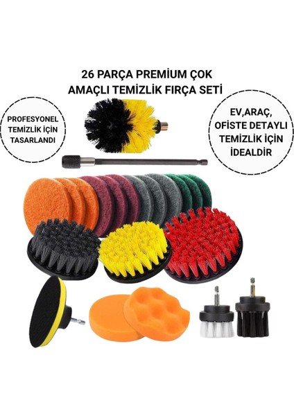 Premium 22 Parça Profesyonel Ev, Ofis, Araç Detaylı Temizlik Seti, Matkap Uçlu Ultra Sağlam Set