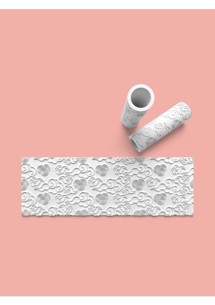 Bulut Dokulu Hamur Seramik Polimer Kil Desen Verici Rulo Silindir 10 cm Uzunluk 0769-8