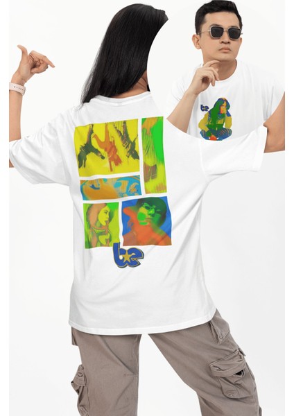 Unisex Be Star Sırt Baskılı Tişört, Oversize Billie Eilish Blur Baskılı T-Shirt