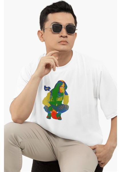 Unisex Be Star Sırt Baskılı Tişört, Oversize Billie Eilish Blur Baskılı T-Shirt fiyatları