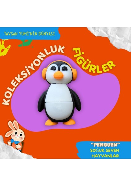 Soğuk Seven Hayvanlar Koleksiyonu - 4 Parça Hareketli Oyuncaklar ve Bilgilendirici Kartlar - Fok Balığı, Penguen, Tavşan, Kutup Ayısı modelleri