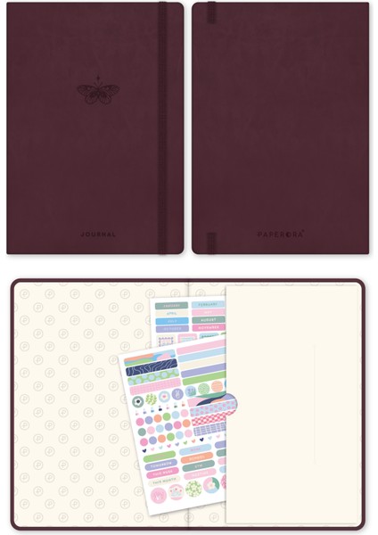 A5 Bullet Journal Noktalı Defter 140 Gr. 80 Yaprak Velvet Berry