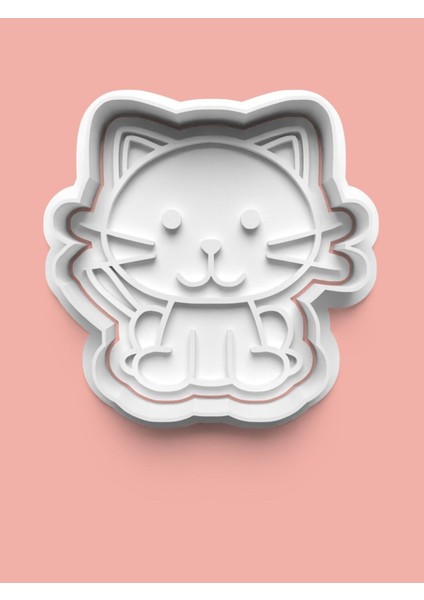 Sevimli Kedicik Figürü Kurabiye Kalıbı ve Şeker Hamuru Kalıbı