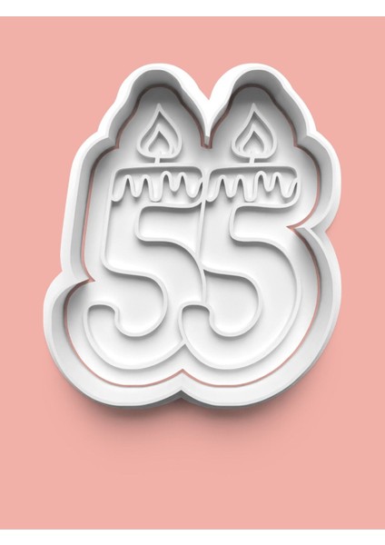 Mum Figürlü Elli Beş Rakamı Kurabiye Kalıbı ve Şeker Hamuru Kalıbı - 55 Numara