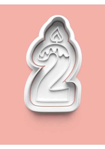 Mum Figürlü Iki Rakamı Kurabiye Kalıbı ve Şeker Hamuru Kalıbı - 2 Numara