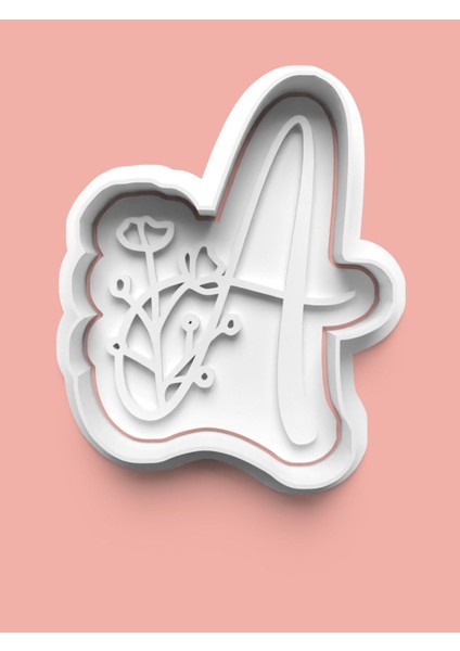 Çiçek Desenli A Harfi Kurabiye Kalıbı ve Şeker Hamuru Kalıbı