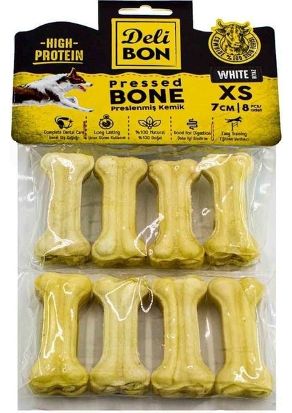 Deri Press Köpek Kemik 7cm Xs Boy 8li Paket Beyaz modelleri