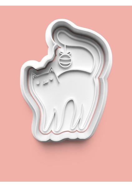 Sevimli Kedi Figürü Kurabiye Kalıbı ve Şeker Hamuru Kalıbı