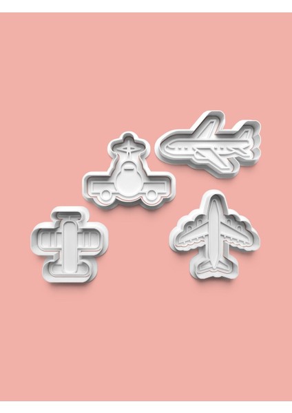 Uçaklar Kurabiye Kalıbı ve Şeker Hamuru Kalıbı 4'lü Set