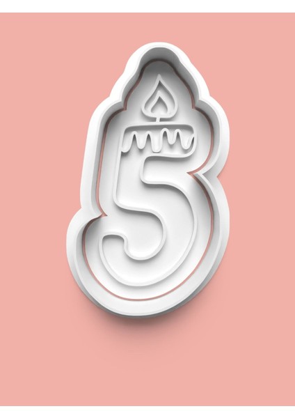 Mum Figürlü Beş Rakamı Kurabiye Kalıbı ve Şeker Hamuru Kalıbı - 5 Numara