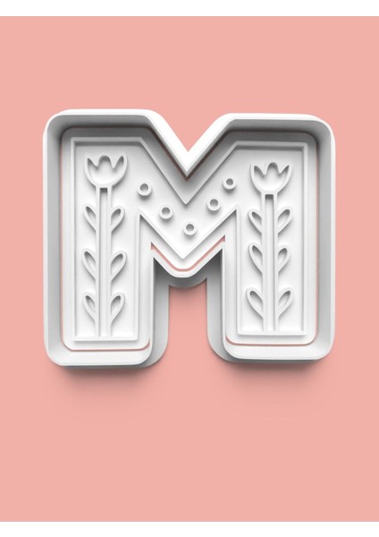 Desenli M Harfi Kurabiye Kalıbı ve Şeker Hamuru Kalıbı