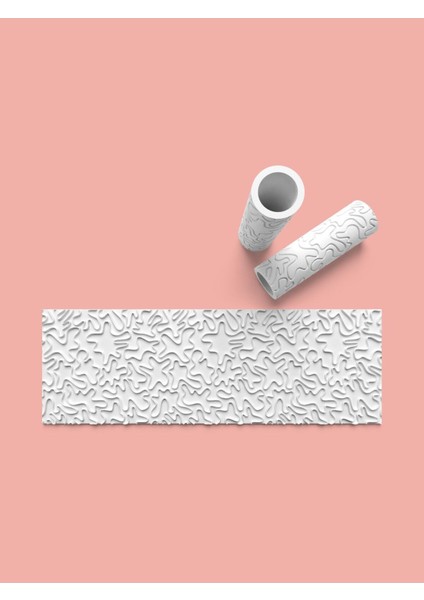 Hamur Seramik Polimer Kil Desen Verici Rulo Silindir 10 cm Uzunluk 0681-2