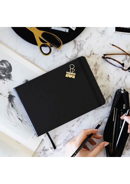 21x15 Sert Kapak 80 Yaprak 140 Gr. Eskiz Defteri - Sketch Book – Siyah