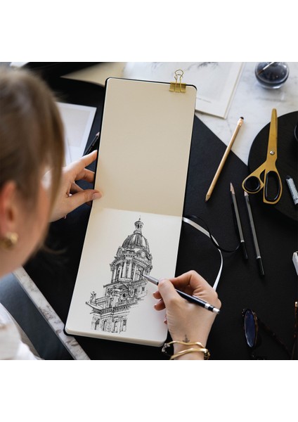 21x15 Sert Kapak 80 Yaprak 140 Gr. Eskiz Defteri - Sketch Book – Siyah