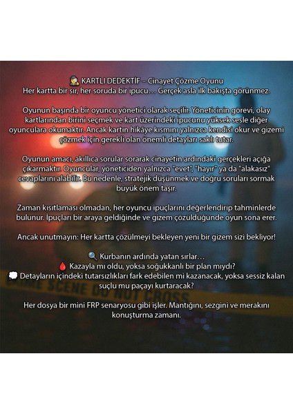 Kartlı Dedektif, Cinayet Çözme Oyunu modelleri