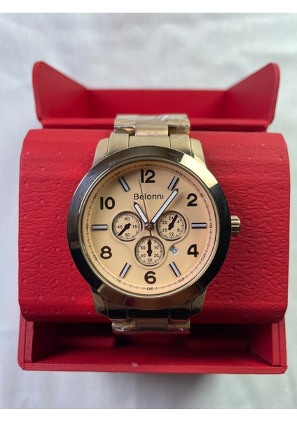 Full Rose Gold Kalın Kasalı Rakamlı & Çizgili Unisex Kol Saati