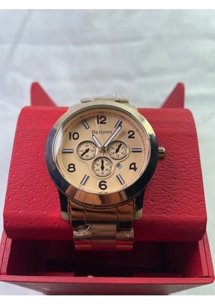 Full Rose Gold Kalın Kasalı Rakamlı & Çizgili Unisex Kol Saati fırsatları