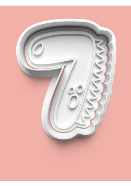 7 Numara Dinozor Figürlü Kurabiye Kalıbı ve Şeker Hamuru Kalıbı - Yedi Rakamı