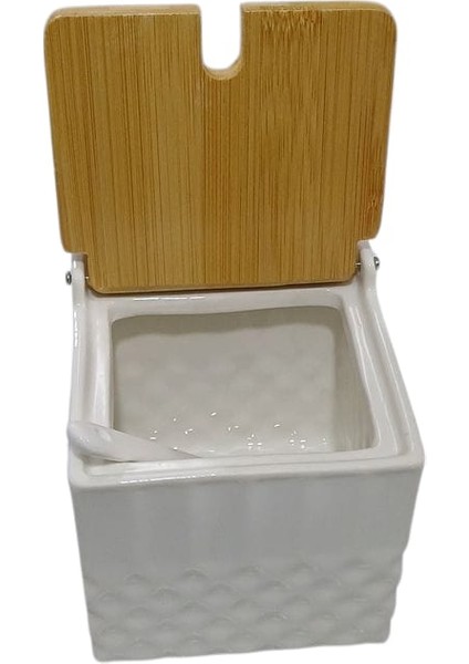 Mona Bambu Kapaklı Porselen Kaşıklı Baharatlık 500 cc 101694 fiyatları