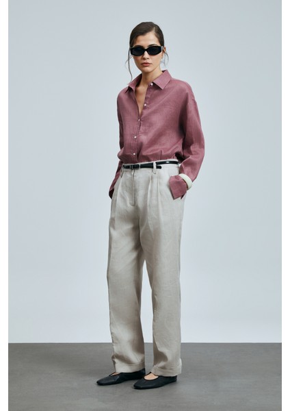 Navasa Kadın Keten Pantolon Siyah modelleri