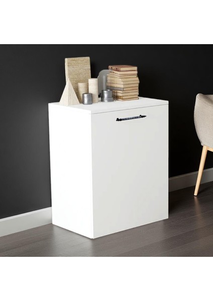 Minimalist Tasarım Beyaz Katlanabilir Çalışma Masası Raflı & Ergonomik
