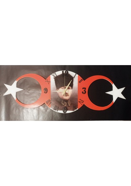 Epoksi Reçine Atatürk Temalı 33X96CM Ebadında Duvar Saati.