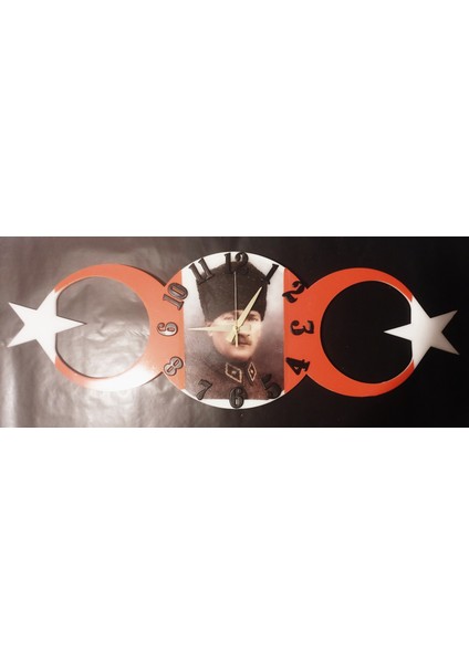 Epoksi Reçine Atatürk Temalı 33X96CM Ebadında Duvar Saati.