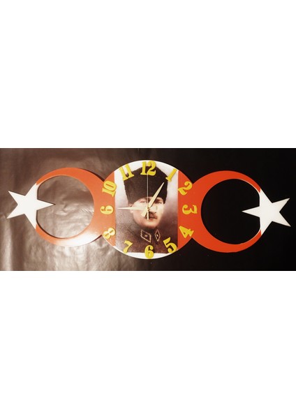 Epoksi Reçine Atatürk Temalı 33X96CM Ebadında Duvar Saati.