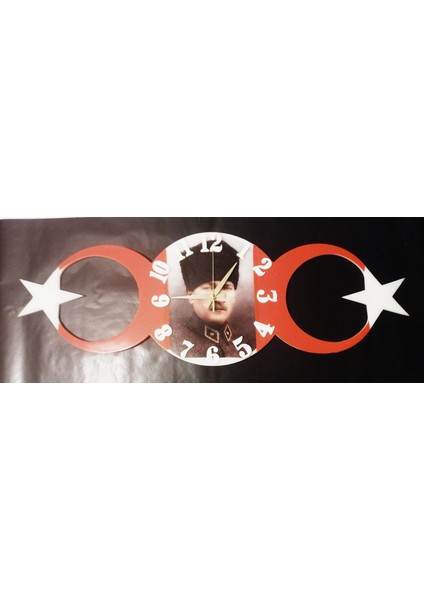 Epoksi Reçine Atatürk Temalı 33X96CM Ebadında Duvar Saati.